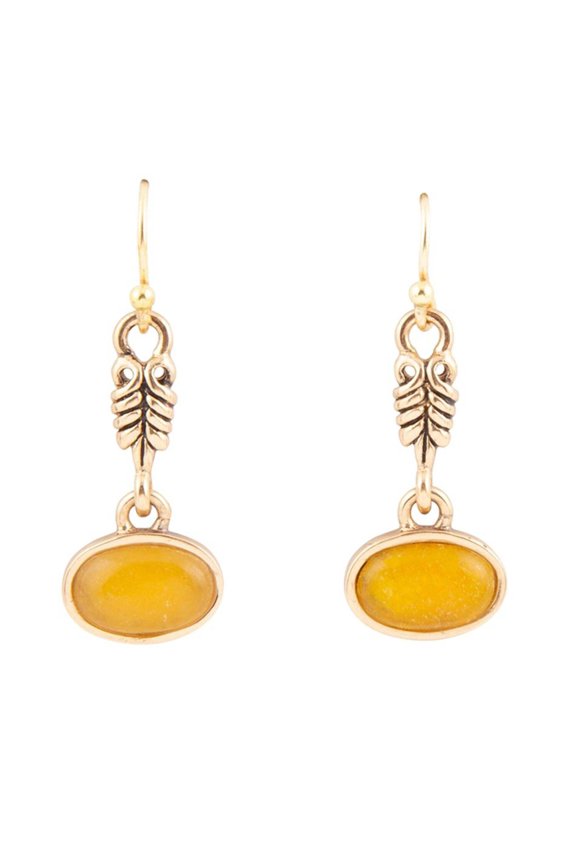 Harmony Orange Quartz Golden Drop Earrings