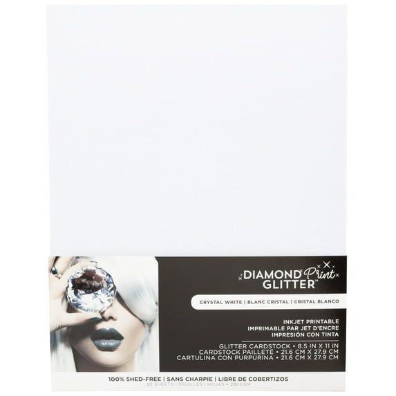Harmony Paper Inkjet Printable Glitter Cardstock 8.5"X11"-Crystal White, 280gsm