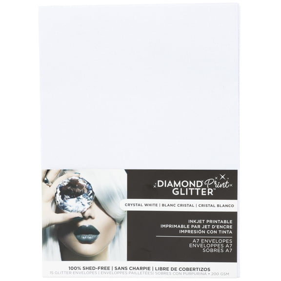 Harmony Paper Inkjet Printable Glitter Envelopes  A7-Crystal White, 200 GSM