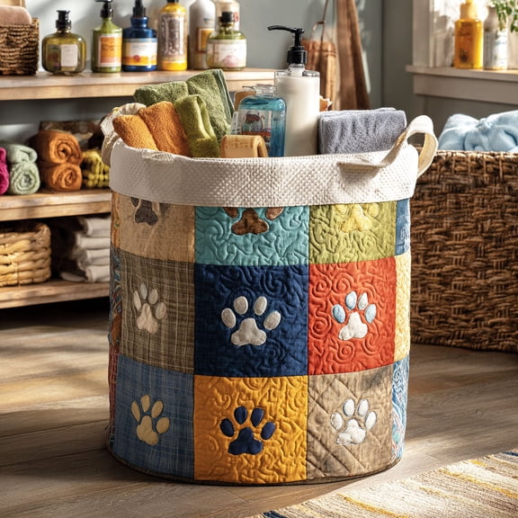 Harmony Paw Quilted Laundry Basket, Clothes Hamper Storage BagHousewarming Gift Ideas, Gift For Mom