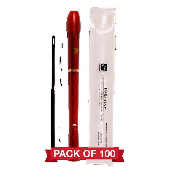 Harmony R Series HR304R Soprano Recorder 100pk, Translucent Red
