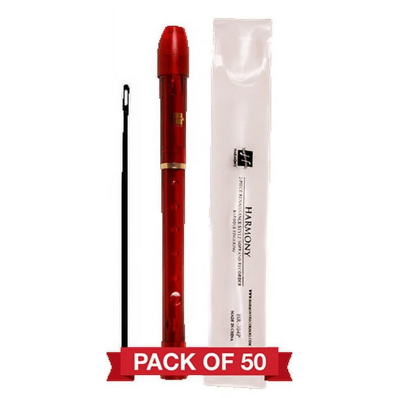 Harmony R Series HR304R Soprano Recorder 50pk, Translucent Red