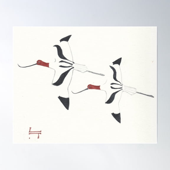 Harmony - Red-Necked Avocets Poster Wall Art, Modern Wall Decor For Living Room Bedroom, 12x18 UNFRAMED