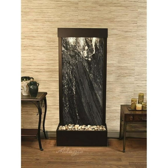 Harmony River Flush Mount Antique Bronze Black Marble Wall Fountain
