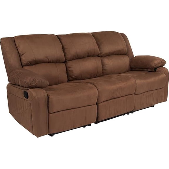 Harmony Series Microfiber Sofa with Two Built-In Recliners, Chocolate Brown