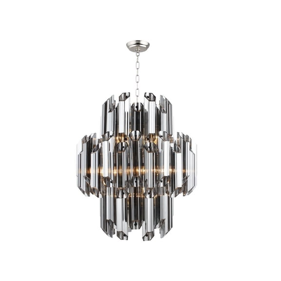 Harmony Smoke Glass Fixture in Silver Metal