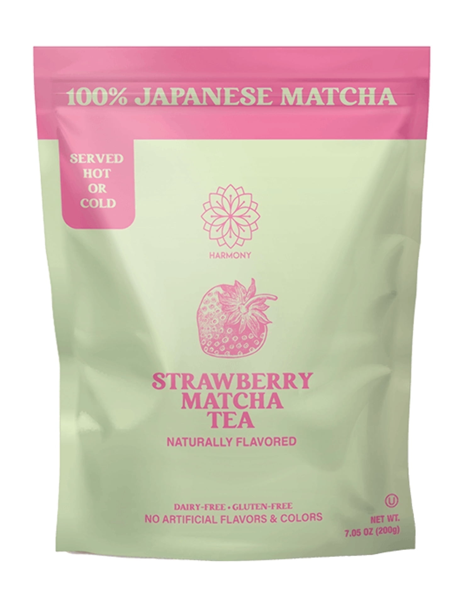 Walmart discounts of Harmony Matcha Strawberry – Premium Japanese Matcha Powder, Shade-Grown & Stone-Ground, Sweetened with Organic Sugar, No Preservatives, 20 Servings