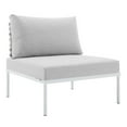 thumbnail image 1 of Harmony Sunbrella Basket Weave Outdoor Patio Aluminum Armless Chair, 1 of 6