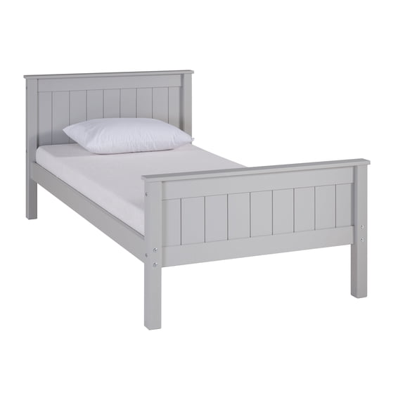 Alaterre Furniture Harmony Twin Bed, Sturdy Build for Youth Bedroom, Brazilian Pine, Headboard, Footboard, Side Rails, Slats, Dove Gray