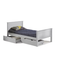 Alaterre Furniture Harmony Twin Wood Platform Bed with 2 Storage Drawers, Pine Construction, Includes Headboard, Footboard, Side Rails, Perfect for Kids Bedroom, Dove Gray