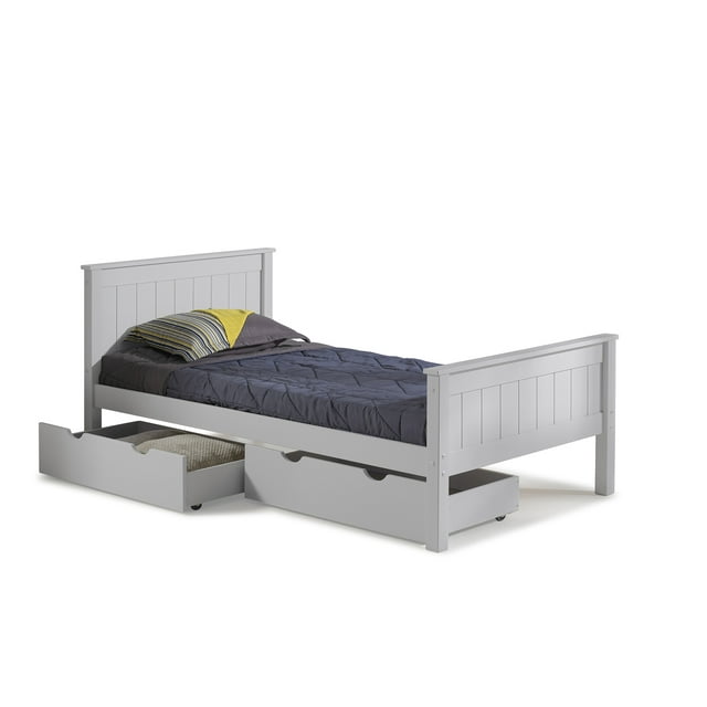 Harmony Twin Bed with Storage Drawers, Dove Gray