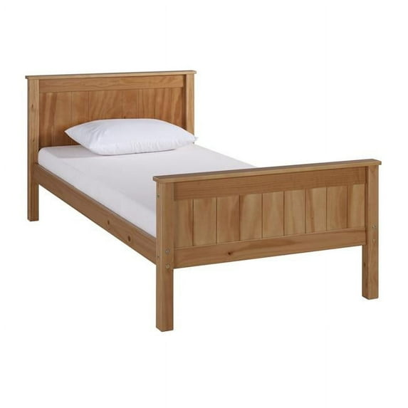 Alaterre Furniture Harmony Twin Platform Bed, Brazilian Pine, Headboard, Footboard, Minimalist Design for Kids Room, Bed Only, Cinnamon