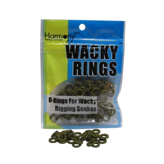 Harmony Wacky Rings for 3" Senkos, Green Pumpkin, 100 Count, Fishing Lure for Wacky Rigging