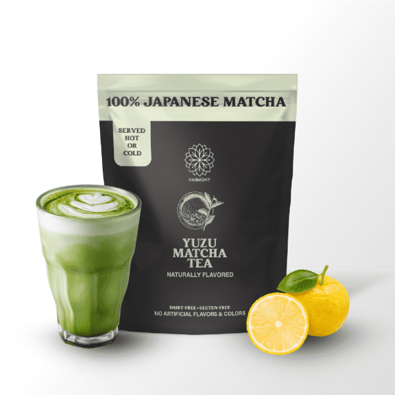 The Harmony Matcha Yuzu (7.05oz Bag - 20 Servings) Premium Japanese Matcha Powder, Rich in Antioxidants & L-Theanine, Sweetened with Organic Sugar, No Preservatives