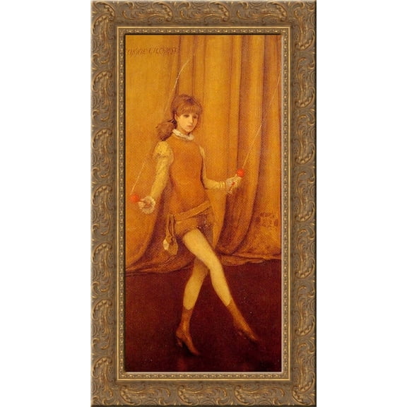 Harmony in Yellow and Gold The Gold Girl Connie Gilchrist 24x14 Gold Ornate Wood Framed Canvas Art by James McNeill Whistler