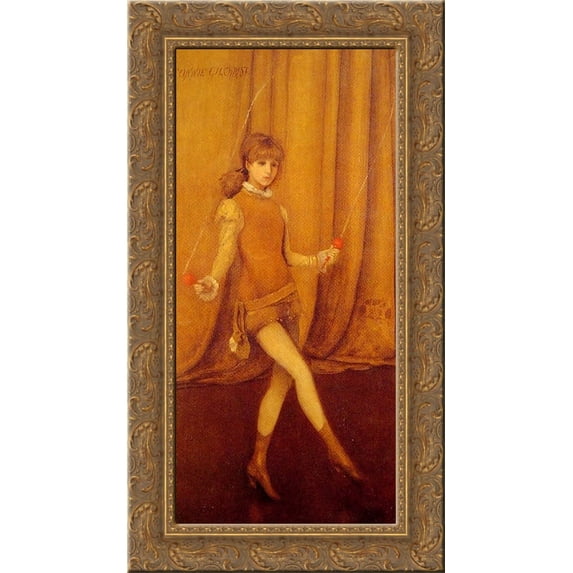 Harmony in Yellow and Gold The Gold Girl Connie Gilchrist 24x14 Gold Ornate Wood Framed Canvas Art by James McNeill Whistler