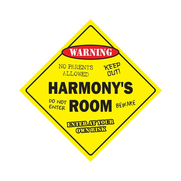 Harmony's Room Sign Crossing Zone Xing | Indoor/Outdoor | 12" Tall kids bedroom decor door children's name boy girl