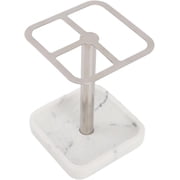 HarmonyBliss Rustproof Stainless Steel Toothbrush Holder 3 Slots Space Saving Toothpaste Stand Organizer for Bathroom Use 304 Stainless Steel Build (Silver)