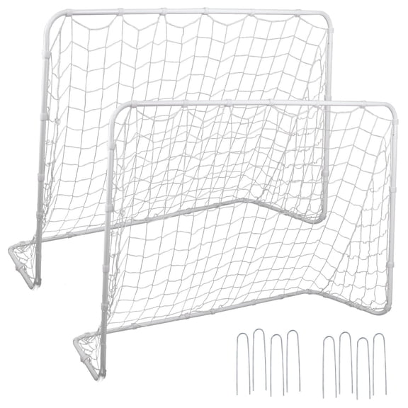 HarmonyStrings 2PCS 6x4ft Portable Kid Soccer Goal for Backyard Practice Soccer Net Metal Frame
