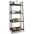 thumbnail image 1 of HarmonyStrings 4/5 Tier Ladder Bookshelf,  Free Standing Shelf, Bookcase Shelf Storage Rack Organizer, Industrial Book Shelves for Home Office, Living Room, Kitchen, Wooden Shelves-Black 4-Tier, 1 of 9