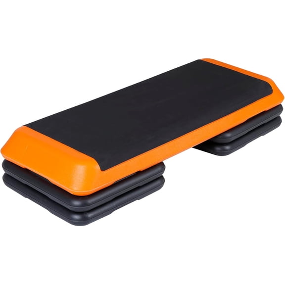 HarmonyStrings 43" Adjustable Aerobic Stepper Bench with 4/6/8 Inch Risers, Non-Slip Surface for Cardio, Strength Training & Home Fitness Workout,Orange