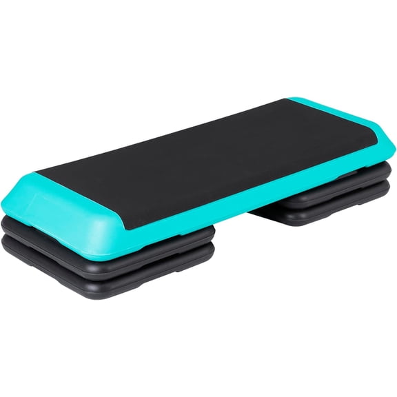 HarmonyStrings 43" Adjustable Aerobic Stepper Bench with 4/6/8 Inch Risers, Non-Slip Surface for Cardio, Strength Training & Home Fitness Workout,Turquoise
