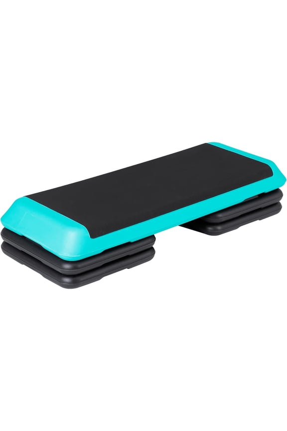 43" Adjustable Aerobic Stepper Bench with 4/6/8 Inch Risers, Non-Slip Surface for Cardio, Strength Training & Home Fitness Workout,Turquoise