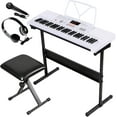 thumbnail image 1 of HarmonyStrings 61-Key Portable Electric Keyboard Piano with Built In Speakers, LED Screen, Headphones, Microphone, Piano Stand, Music Sheet Stand and Stool White, 1 of 10
