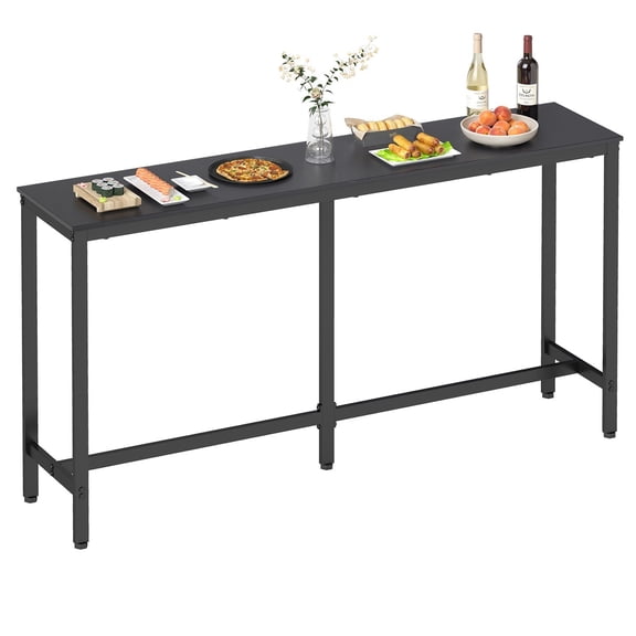 HarmonyStrings 71” Bar Table, Bar Height Pub Table with Sturdy Legs & Adjustable Foot Pads, Counter Height Dining Table for Bar, Pub, Kitchen, Dining Room, Coffee Shop – Black