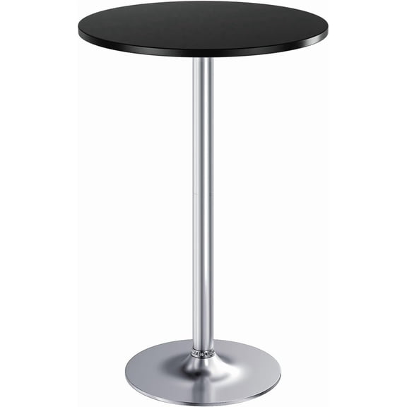 HarmonyStrings  Bistro Pub Table Round Bar Height Cocktail Table for Home Bar, Small Round Bar Tables for Party, Dining Room, Living Room and Wedding, Metal Base MDF Top Obsidian-Black-2   1-Pack