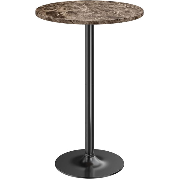 HarmonyStrings Bistro Pub Table Round Bar Height Cocktail Table for Home Bar, Small Round Bar Tables for Party, Dining Room, Living Room and Wedding, Metal Base MDF Top Obsidian-Faux Marble 1-Pack