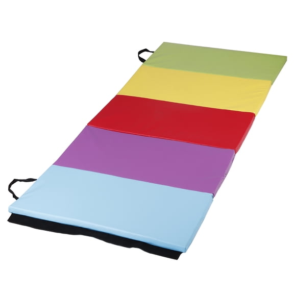 HarmonyStrings Folding Gymnastics Mat, 5-Panel Gym Mat Tumbling Mat with Carry Handles for Home Workouts, Yoga and Play,