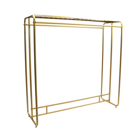 HarmonyStrings Golden Clothes Retail Metal Garment Rack Double Rod Hanging Clothing Rack