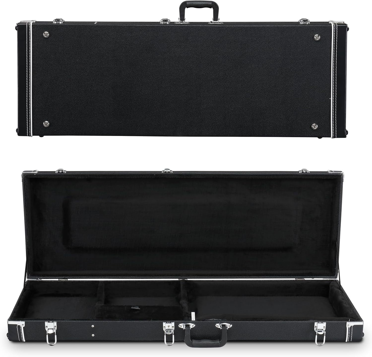 HarmonyStrings Guitar Hard Case, Rectangle Wooden Standard 39-Inch Electric Guitars Hard-Shell Protective Carrying Case for KST/KTL/170 Model with Lock Latch Padding Black