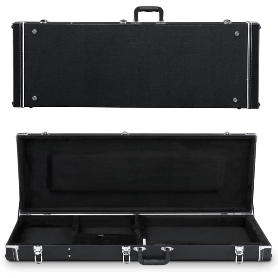 HarmonyStrings Guitar Hard Case, Rectangle Wooden Standard 39-Inch Electric Guitars Hard-Shell Protective Carrying Case for KST/KTL/170 Model with Lock Latch Padding Black
