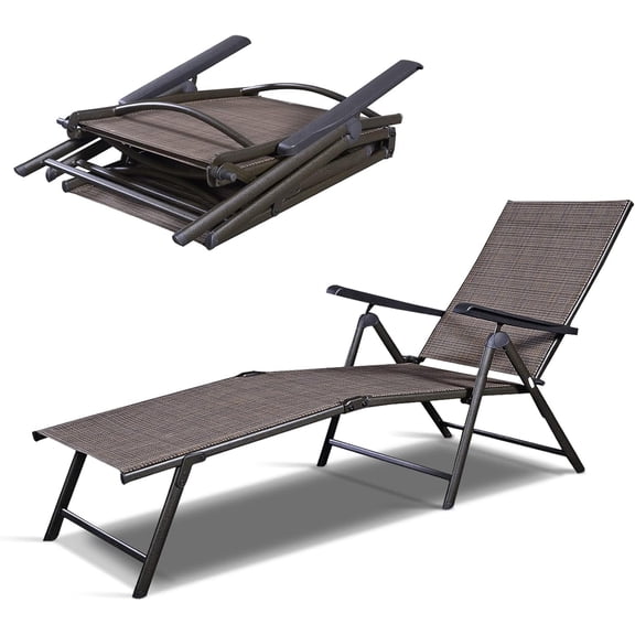 HarmonyStrings  Patio Chaise Lounges, Outdoor Reclining Lounge Chairs with Adjustable Backrest & Heavy Duty Steel Frame, Recliner Chair for Poolside Lawn Backyard-1