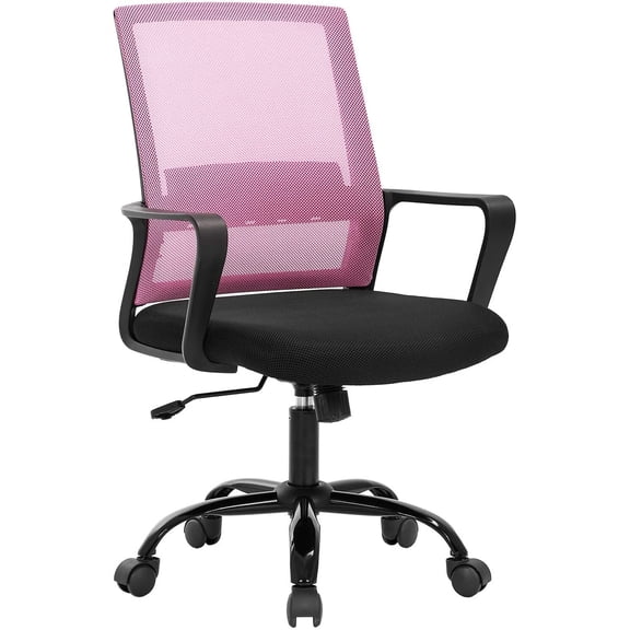 HarmonyStrings Swivel Rolling Computer Chair Executive Lumbar Support Task Mesh Chair Adjustable Stool for Women Men (Pink)