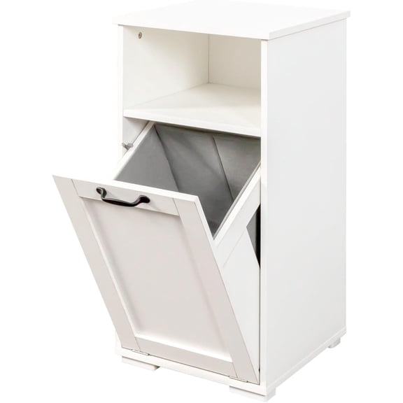 HarmonyStrings Tilt-Out Laundry Hamper Cabinet, Bathroom Storage Cabinet, Laundry Sorter with Open Shelf for Bathroom, Dorm, Apartment