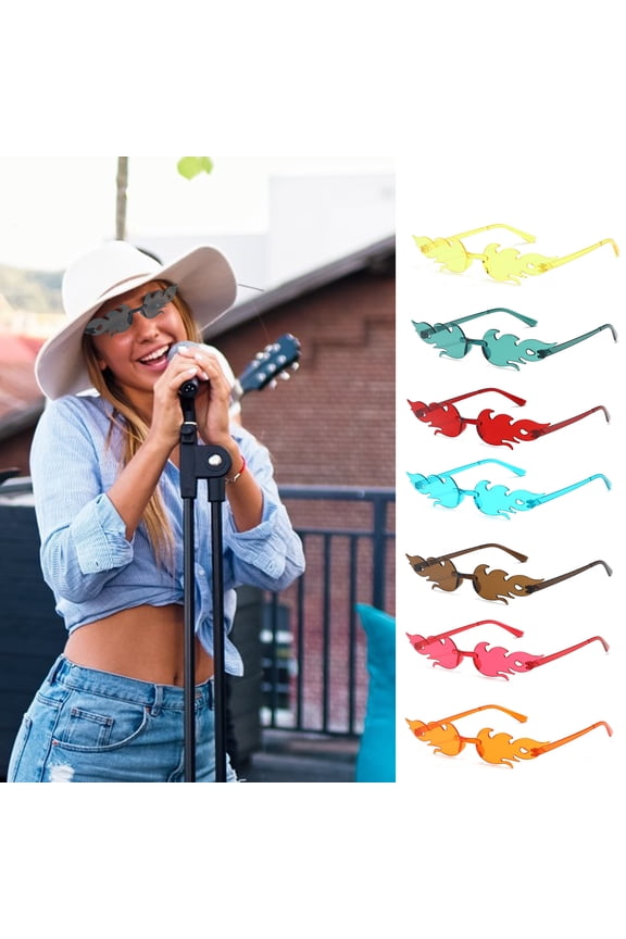 10 Pairs Decorative Glasses Flame Shape with Nose Pads Distortion-Free Lenses Men And Women Photo Prop Glasses for Stage Performance Eyewear for Outdoor Activities