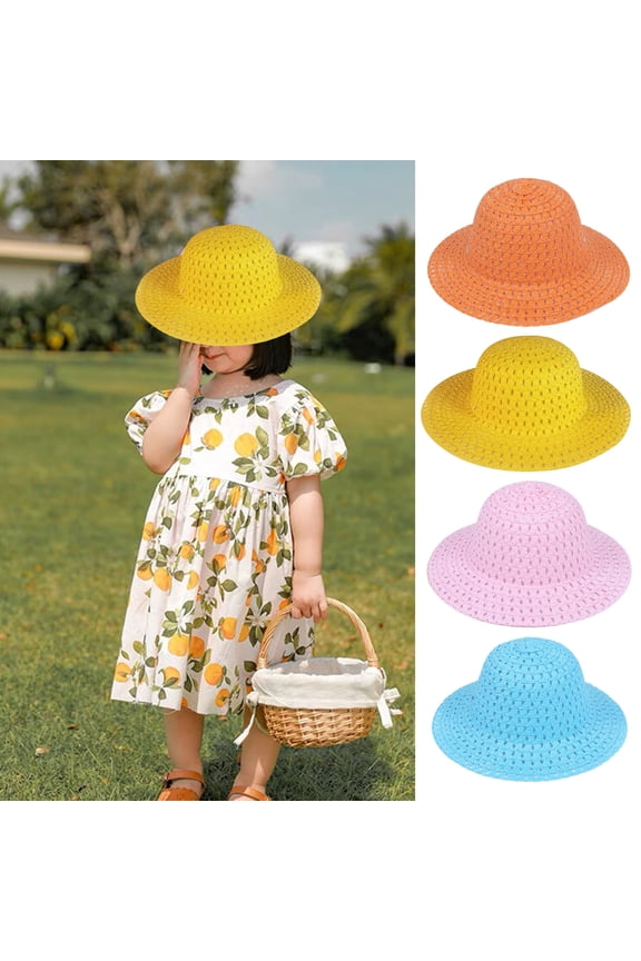 Easter Bonnet Straw Hat for Kids DIY Easter Straw Woven Hat Spring Party Summer Beach Accessory for Easter Party Fancy Dress Supplies