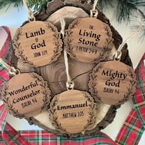 Harmtty Handcrafted Boxwood Wooden Christmas Ornaments with Jesus Names - Religious Holiday Decor, Durable Rustic Tree Hanging Pendants (Set of 10/20/30)
