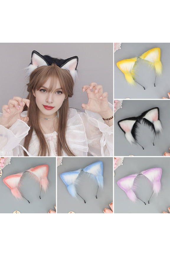 Japanese Style Headband Plush Cat Ear Decor Hair Hoop Gift Making Brightly Colored Dressing Prop Hair Accessories