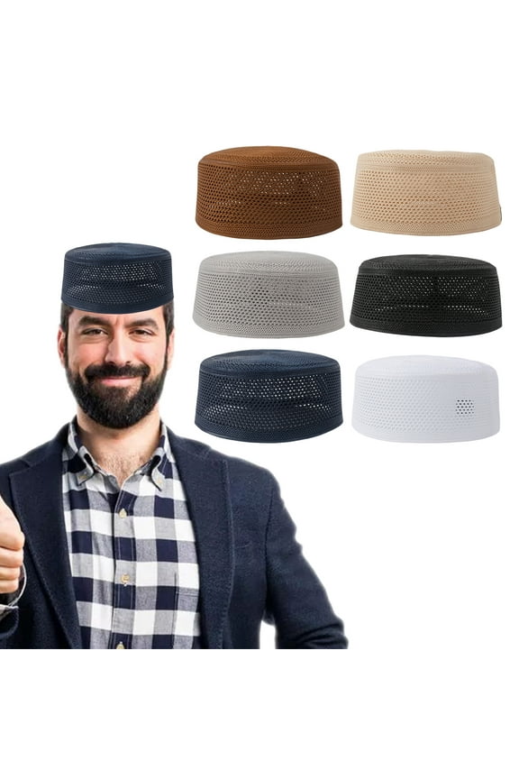 Men Top Hat with Mesh Design Ethnic Style Strong Breathability Solid Color Hat Outdoor Outfit Accessory Daily Wear