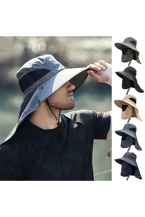 Summer UV Protection Sun Hat for Men Women Outdoor Visor Bucket Hat with Neck Flap And Face Guard Wide Brim Fisherman Hat for Fishing Camping Hiking