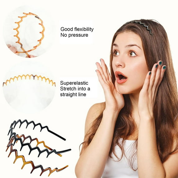 Harmtty Toothed Hairband Zigzag Pattern Tooth Shapes Men Women 90s Style Wave Shape Headband Non-slip Grip Hair Accessory
