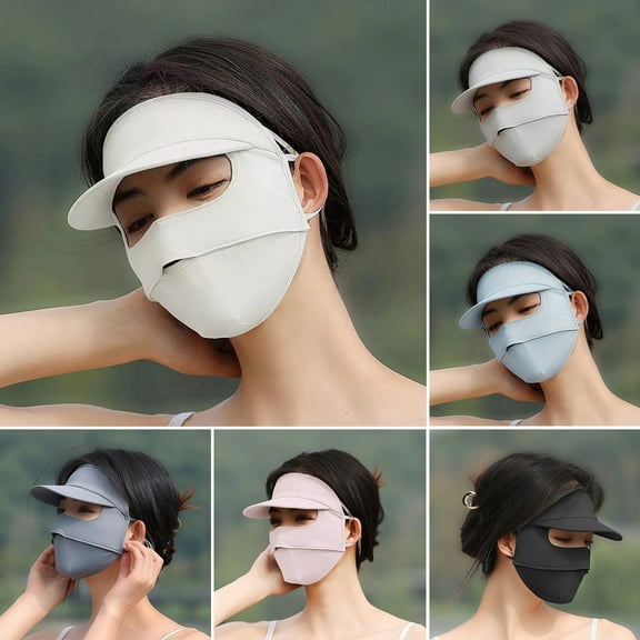 Harmtty UPF 50+ Women Full Face Guard Sunscreen Covering Adjustable Earrings Wide Brim Breathable Anti UV Face Guard