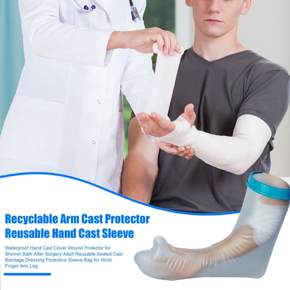 Harmtty Waterproof Hand Cast Cover Wound Protector for Shower Bath After Surgery Adult Reusable Sealed Cast Bandage Dressing Protective Sleeve Bag for Wrist Finger Arm Leg