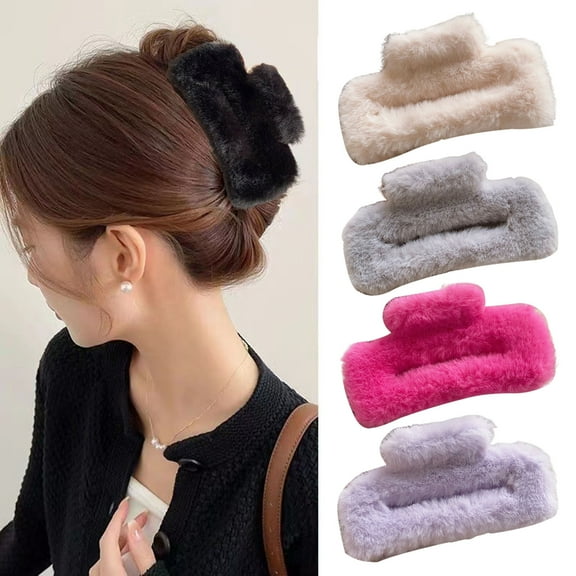Harmtty Women Hair Claw Plush Wrap Design Spring Back Head Large Hair Clip Rectangle Shark Hair Clamp Hair Accessory