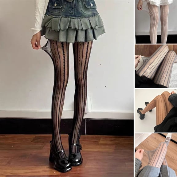 Harmtty Women Pantyhose Hollow Out Patchwork Fishnet Ultra-thin See-through High Elasticity Anti-slip Solid Color Commute Dating Party Mini Skirt Matching Hosiery