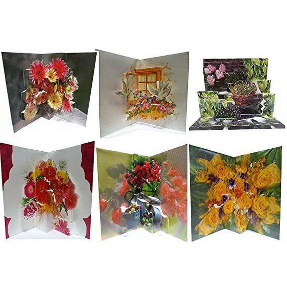 Harnel Assorted Deluxe Pop Up Birthday Greeting Cards, 5" x 7.5", 6 Count